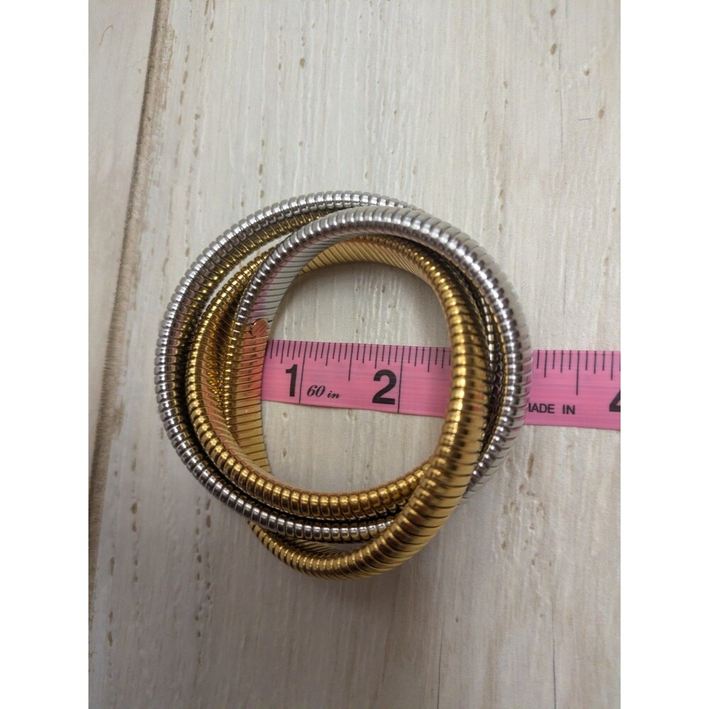 Janis Savitt Large Triple Twist Cobra Bracelet Gold Silver - Picture 5 of 6